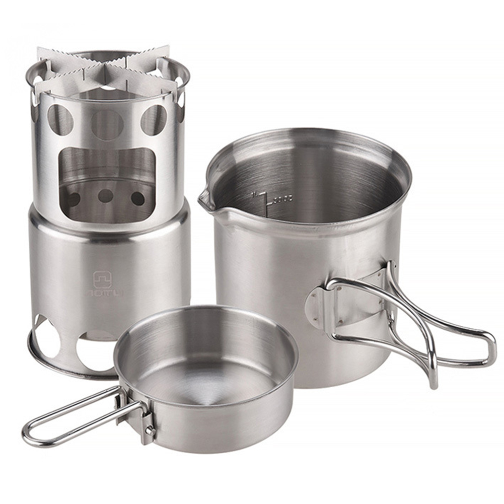 Camping Cooking Options - Przenośne naczynia kempingowe, kuchenka na drewno,