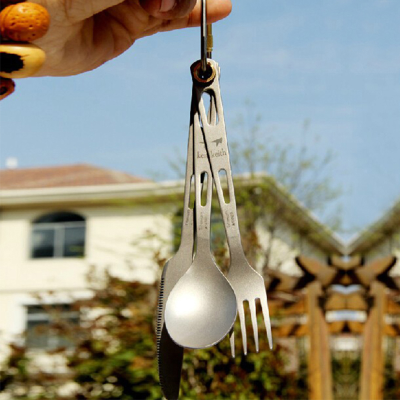 Camping Cooking Unit - Keith 3 szt. Zestaw sztućców tytanowy