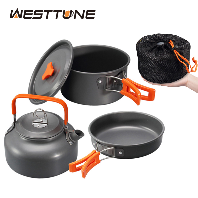 Camping Cooking Ware Set - WESTTUNE Zestaw naczyń kempingowych Aluminiowy przenośny