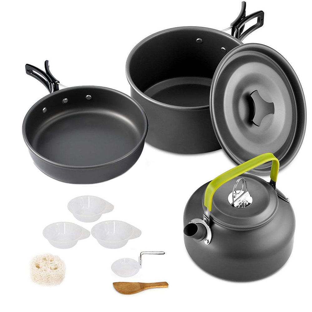 Camping Cooking Ware Set - Zestaw garnków biwakowych nieprzylepne aluminium przenośna