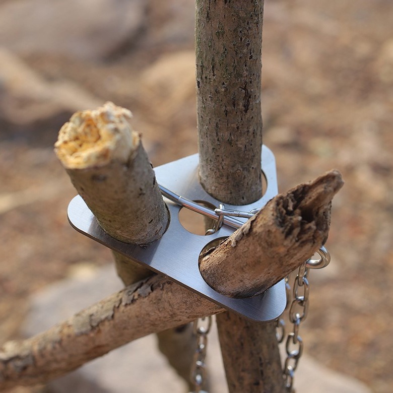 Camping Cooking Multi Tool - Stalowy trójnóg kempingowy ze stali nierdzewnej,