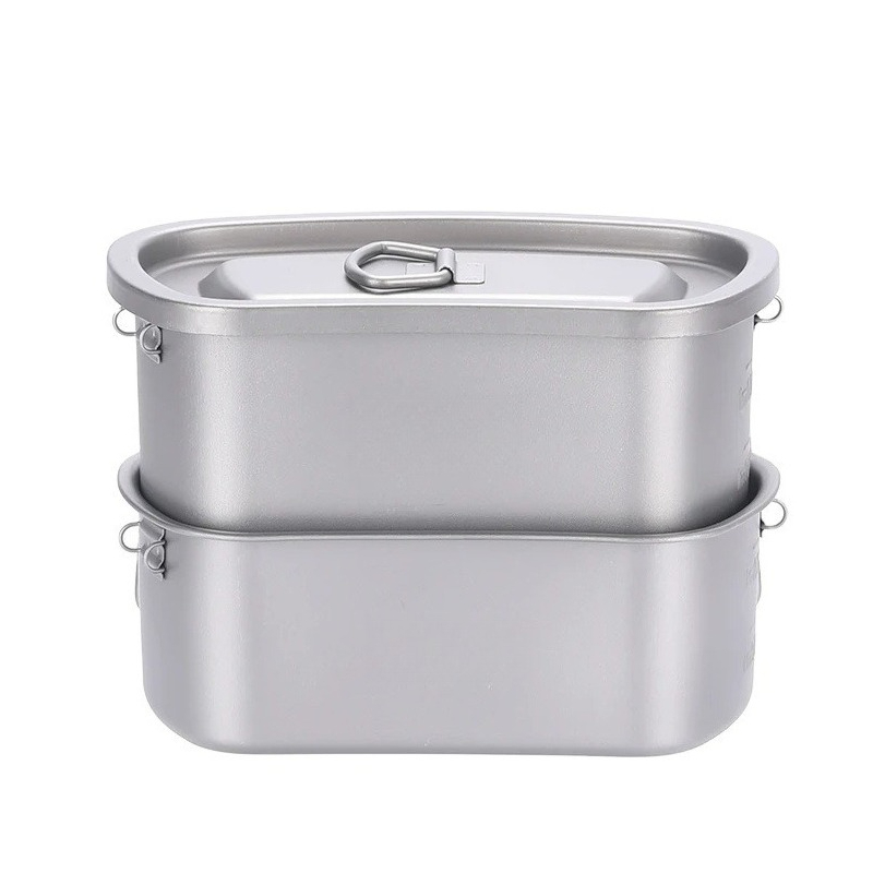 Camping Cooking Set With Kettle - Zestaw tytanowych naczyń kempingowych na zewnątrz: