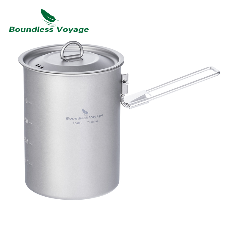 Camping Cooking Lightweight - Boundless Voyage 900ml Titanium Pot Cup