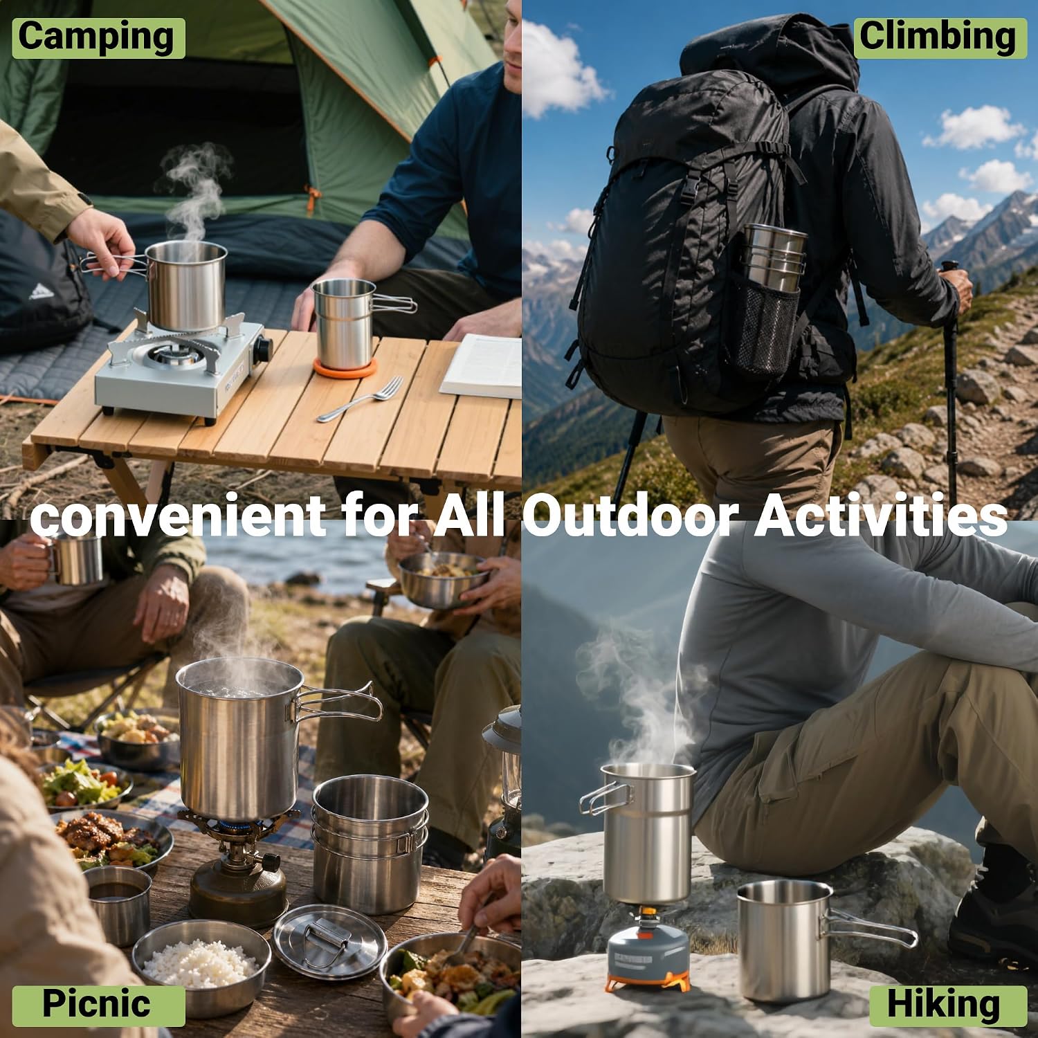 Składane kubki kempingowe, nac – Camping Cooking Ware Set recenzja i cena
