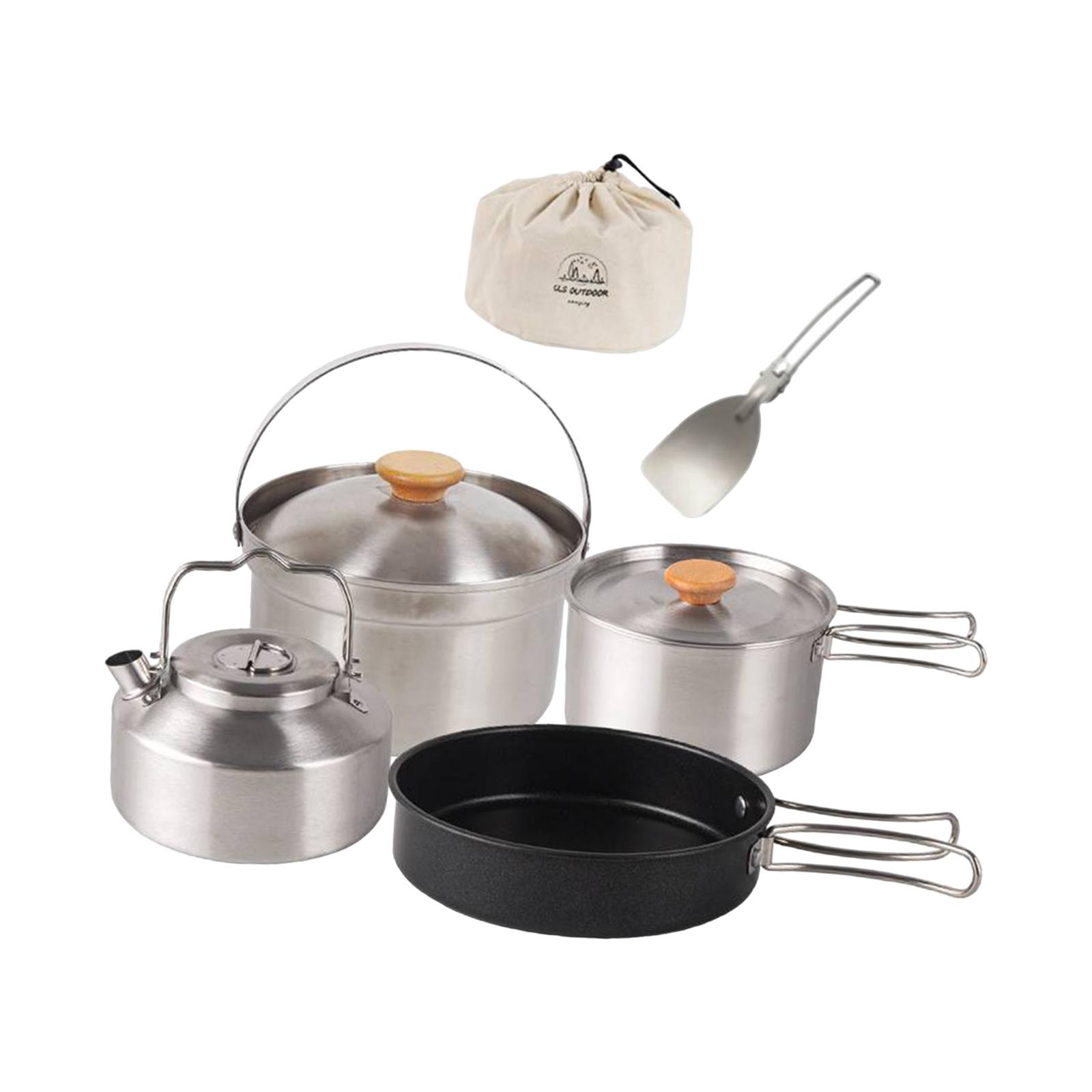Naczynia kempingowe, sprzęt ku – Camping Cooking Set With Kettle recenzja i cena