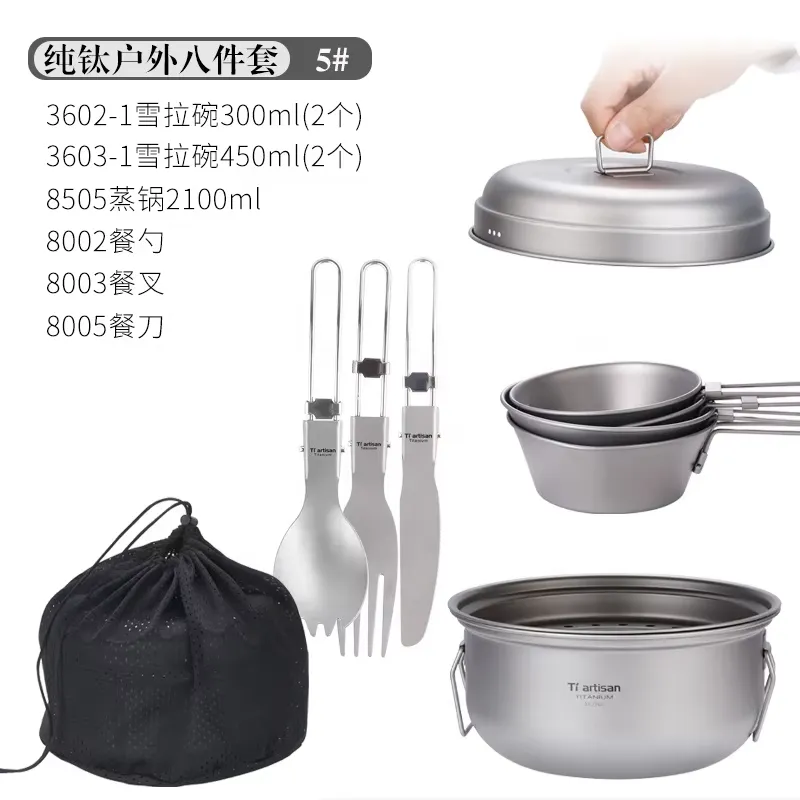 Tytanowy Zestaw Naczyń Kemping – Camping Cooking Set With Kettle recenzja i cena