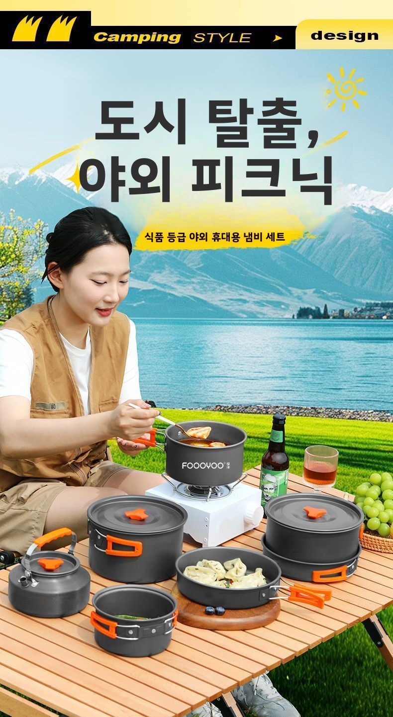 Przenośny, lekki zestaw naczyń – Camping Cooking Set With Kettle recenzja i cena