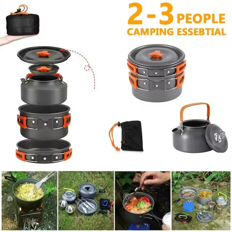 Zestaw kempingowy z aluminium, – Camping Cooking Set With Kettle recenzja i cena