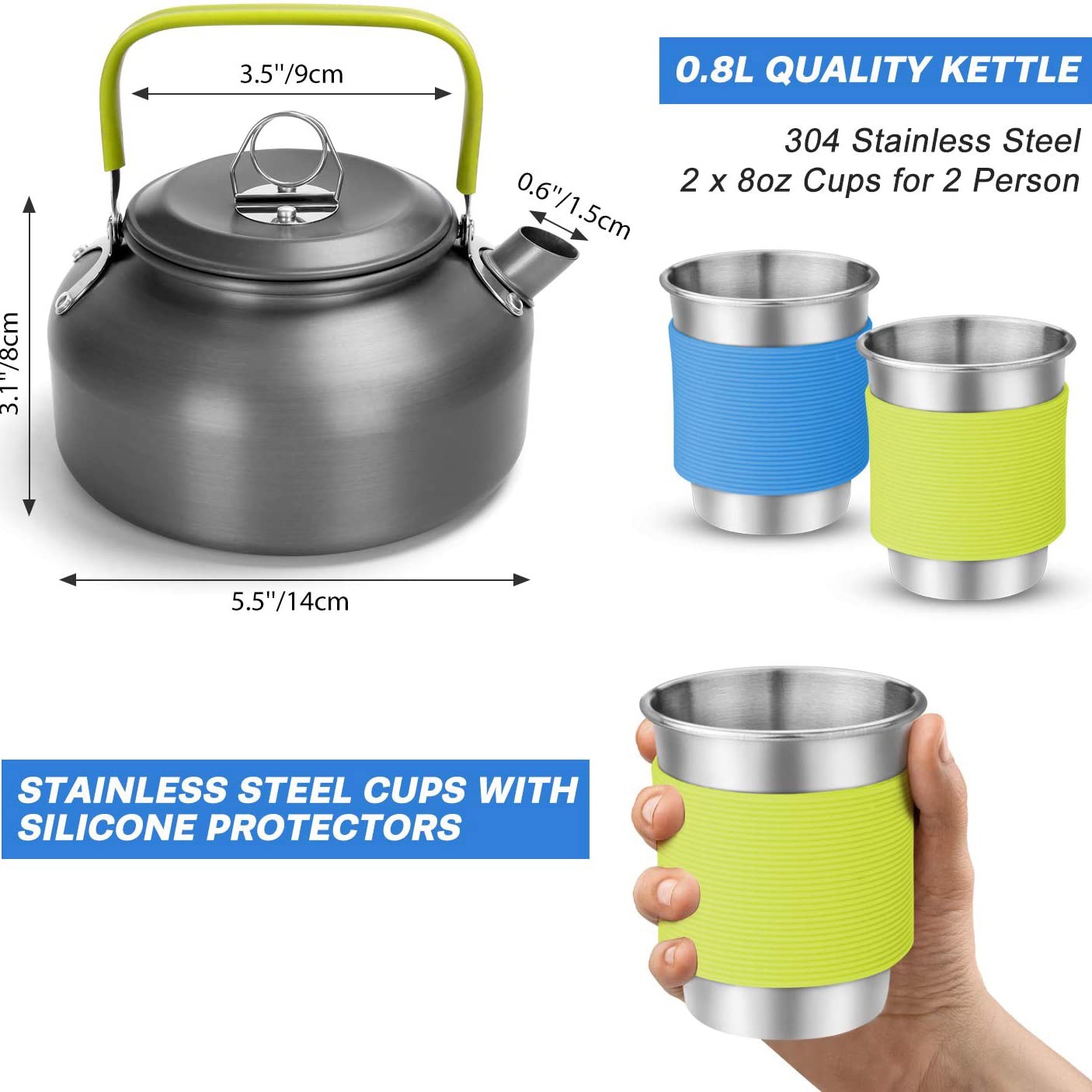 Kompletny zestaw kempingowy dl – Camping Cooking Set With Kettle recenzja i cena