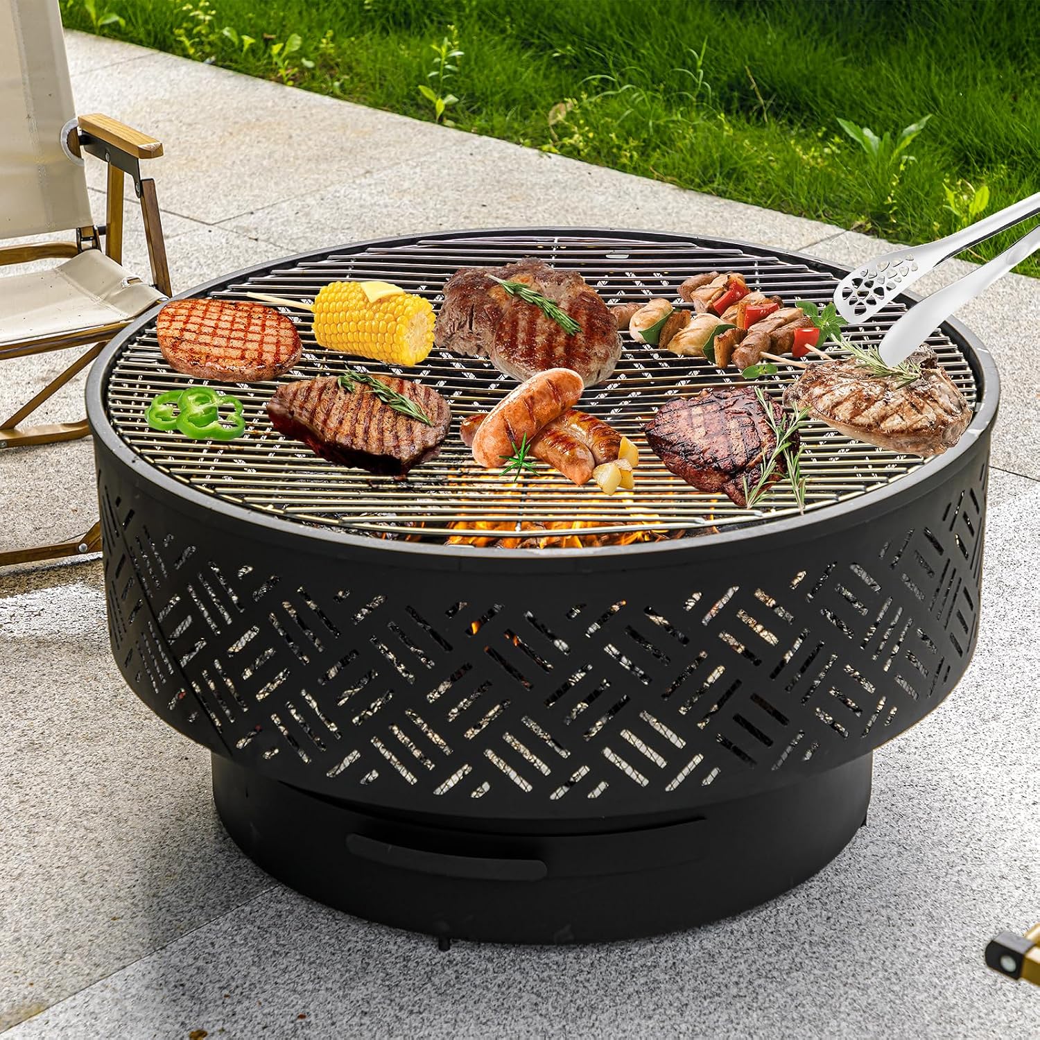 Okrągły metalowy stół do palen – Camping Cooking Fire Pit recenzja i cena