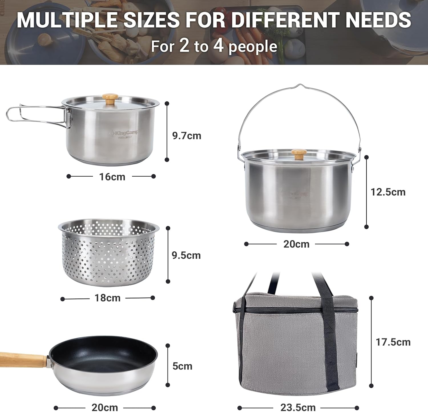 Zestaw naczyń kempingowych ze  – Camping Cooking Set With Kettle recenzja i cena