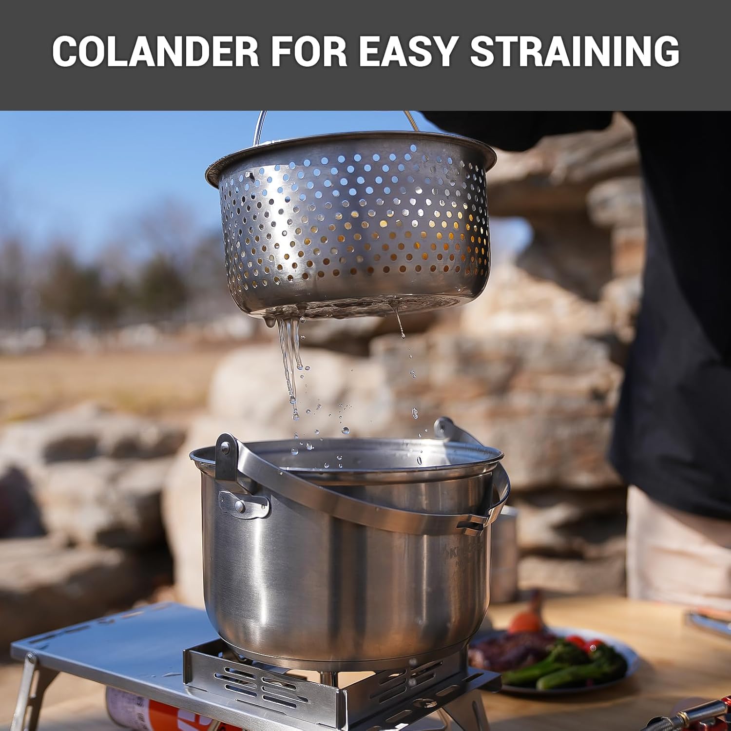 Zestaw naczyń kempingowych ze  – Camping Cooking Set With Kettle recenzja i cena