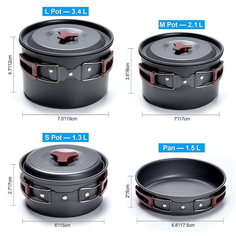 Zestaw naczyń kempingowych na  – Camping Cooking Ware Set recenzja i cena